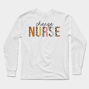 Charge Nurse Leopard Print Registered RN Nursing Appreciation Long Sleeve T-Shirt